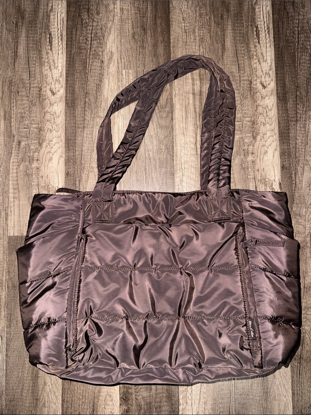 Puffer Tote Bag in Deep Brown.